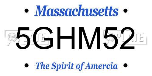 5GHM52 Massachusetts License Plate