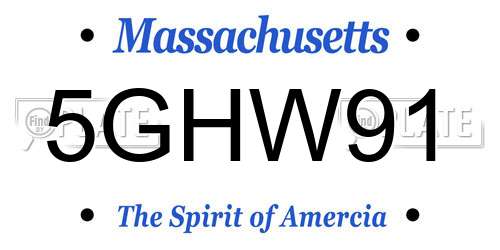 5GHW91 Massachusetts License Plate