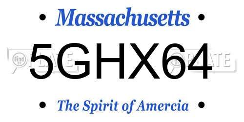 5GHX64 Massachusetts License Plate