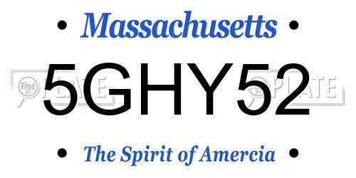 5GHY52 Massachusetts License Plate