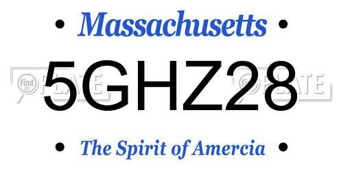 5GHZ28 Massachusetts License Plate
