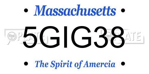 5GIG38 Massachusetts License Plate