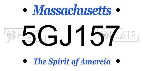 5GJ157 Massachusetts License Plate