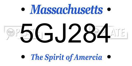5GJ284 Massachusetts License Plate