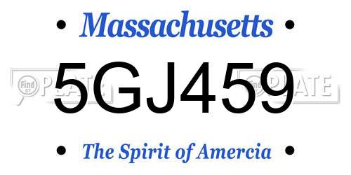5GJ459 Massachusetts License Plate