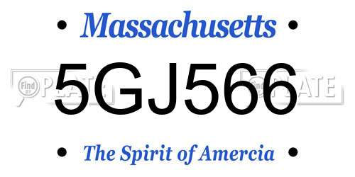 5GJ566 Massachusetts License Plate