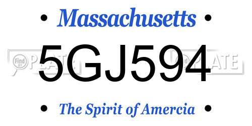 5GJ594 Massachusetts License Plate