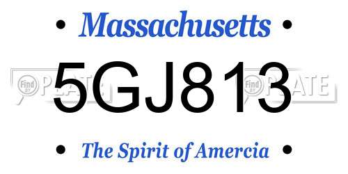 5GJ813 Massachusetts License Plate