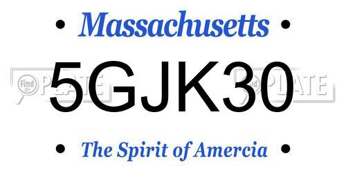 5GJK30 Massachusetts License Plate