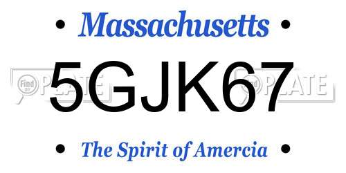 5GJK67 Massachusetts License Plate
