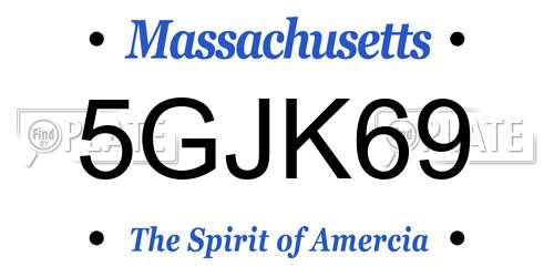 5GJK69 Massachusetts License Plate