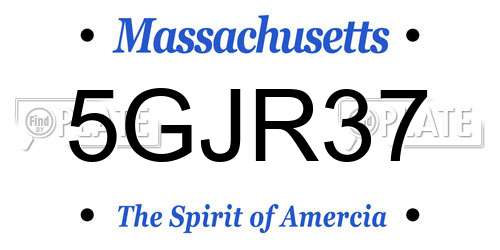 5GJR37 Massachusetts License Plate