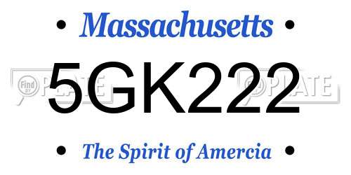 5GK222 Massachusetts License Plate