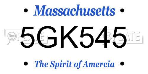 5GK545 Massachusetts License Plate