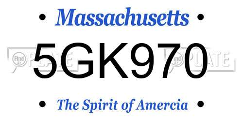 5GK970 Massachusetts License Plate