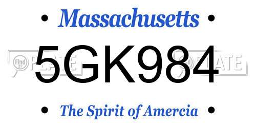 5GK984 Massachusetts License Plate