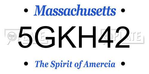 5GKH42 Massachusetts License Plate