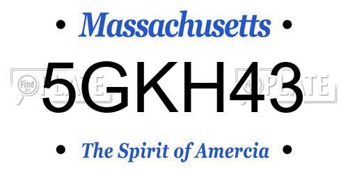 5GKH43 Massachusetts License Plate