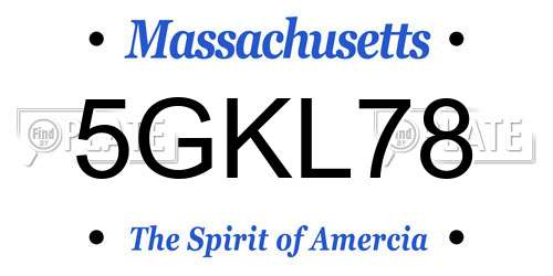 5GKL78 Massachusetts License Plate