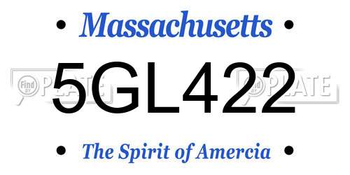5GL422 Massachusetts License Plate