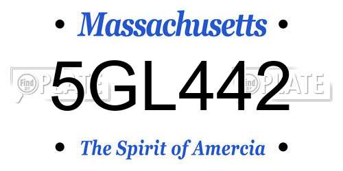 5GL442 Massachusetts License Plate
