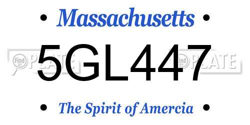 5GL447 Massachusetts License Plate