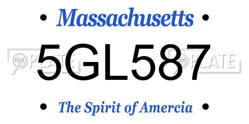 5GL587 Massachusetts License Plate