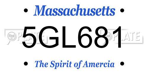 5GL681 Massachusetts License Plate