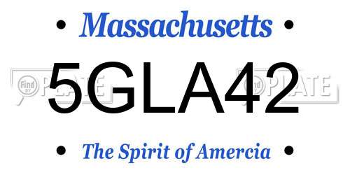 5GLA42 Massachusetts License Plate
