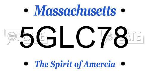 5GLC78 Massachusetts License Plate