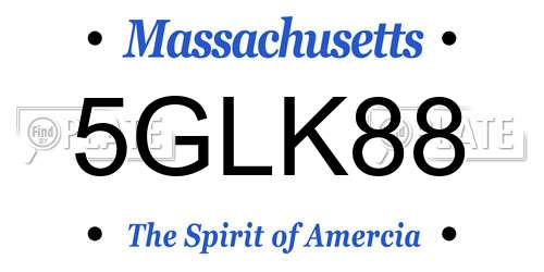 5GLK88 Massachusetts License Plate