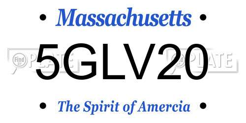 5GLV20 Massachusetts License Plate