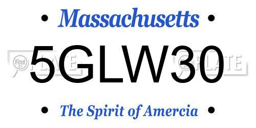 5GLW30 Massachusetts License Plate