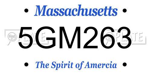 5GM263 Massachusetts License Plate