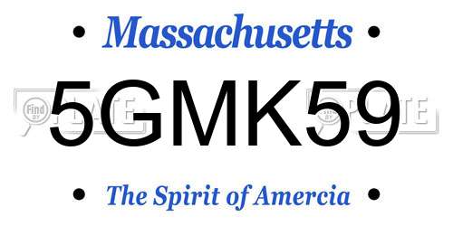 5GMK59 Massachusetts License Plate