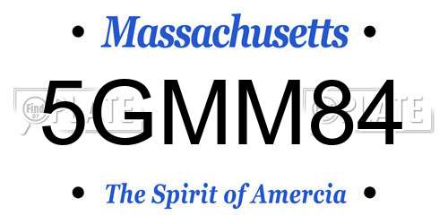 5GMM84 Massachusetts License Plate