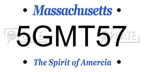 5GMT57 Massachusetts License Plate