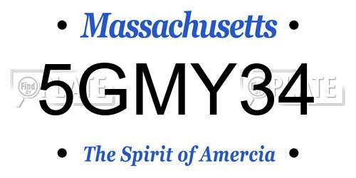 5GMY34 Massachusetts License Plate
