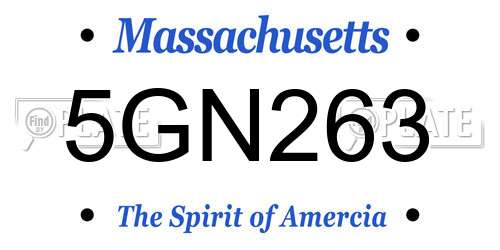 5GN263 Massachusetts License Plate