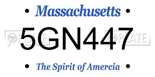 5GN447 Massachusetts License Plate