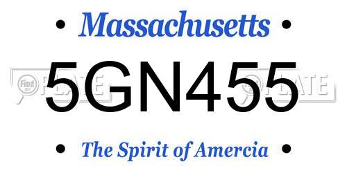 5GN455 Massachusetts License Plate