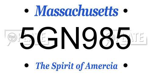 5GN985 Massachusetts License Plate