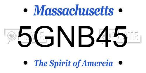 5GNB45 Massachusetts License Plate