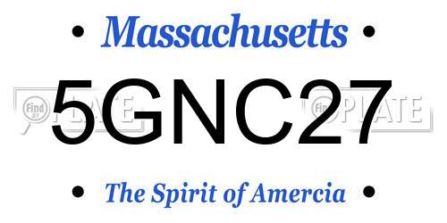5GNC27 Massachusetts License Plate