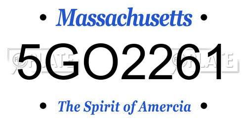 5GO2261 Massachusetts License Plate