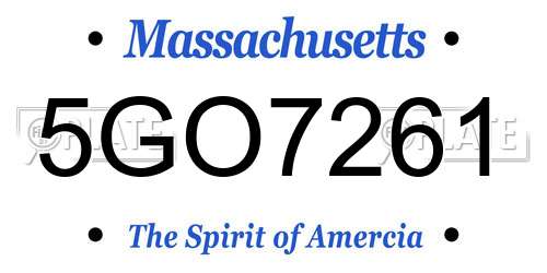 5GO7261 Massachusetts License Plate