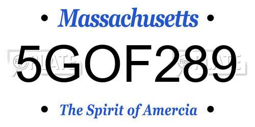5GOF289 Massachusetts License Plate