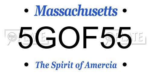 5GOF55 Massachusetts License Plate