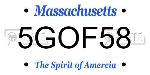 5GOF58 Massachusetts License Plate
