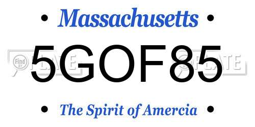 5GOF85 Massachusetts License Plate